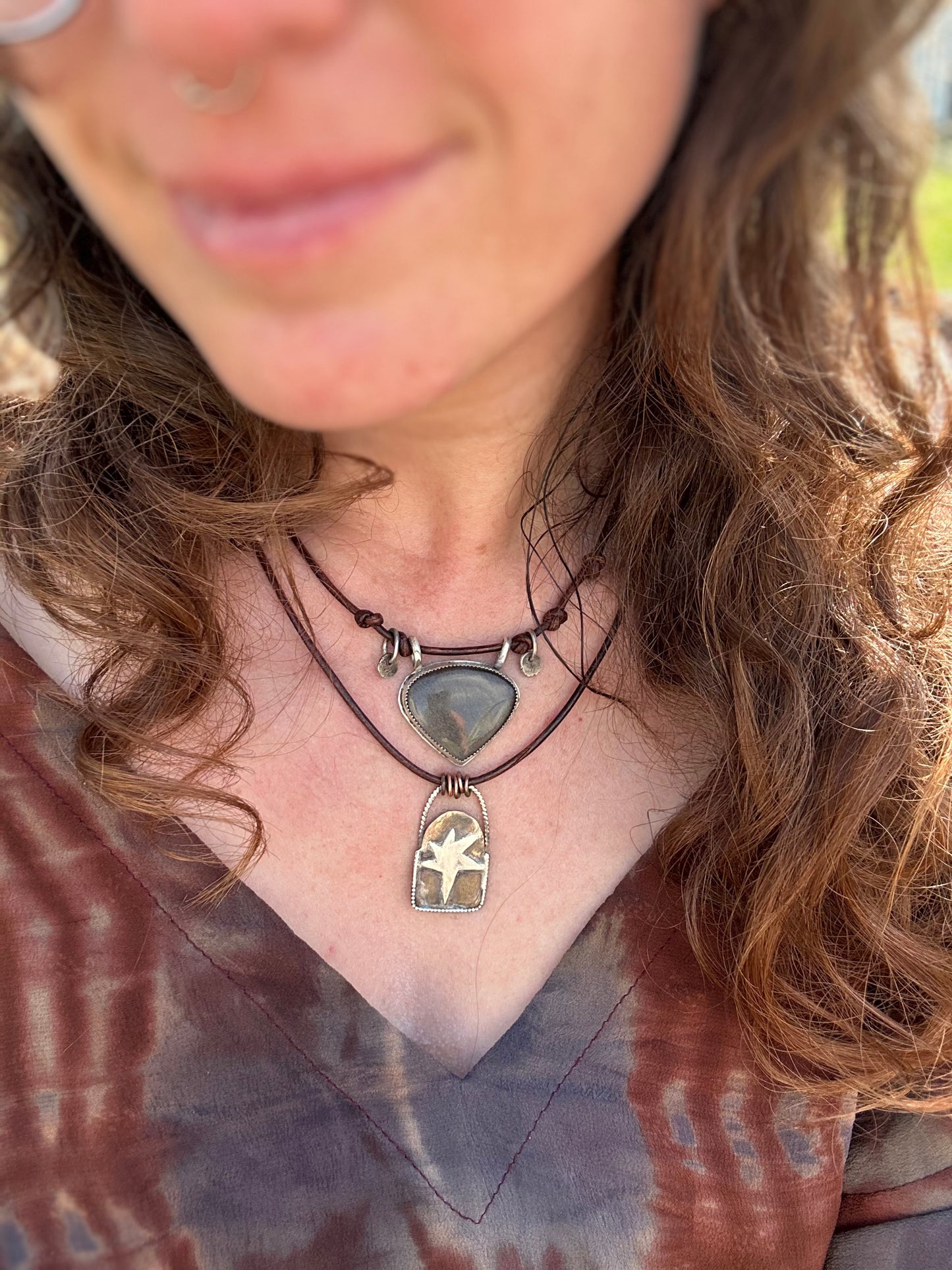 Mixed Metal Folksy Star Necklace