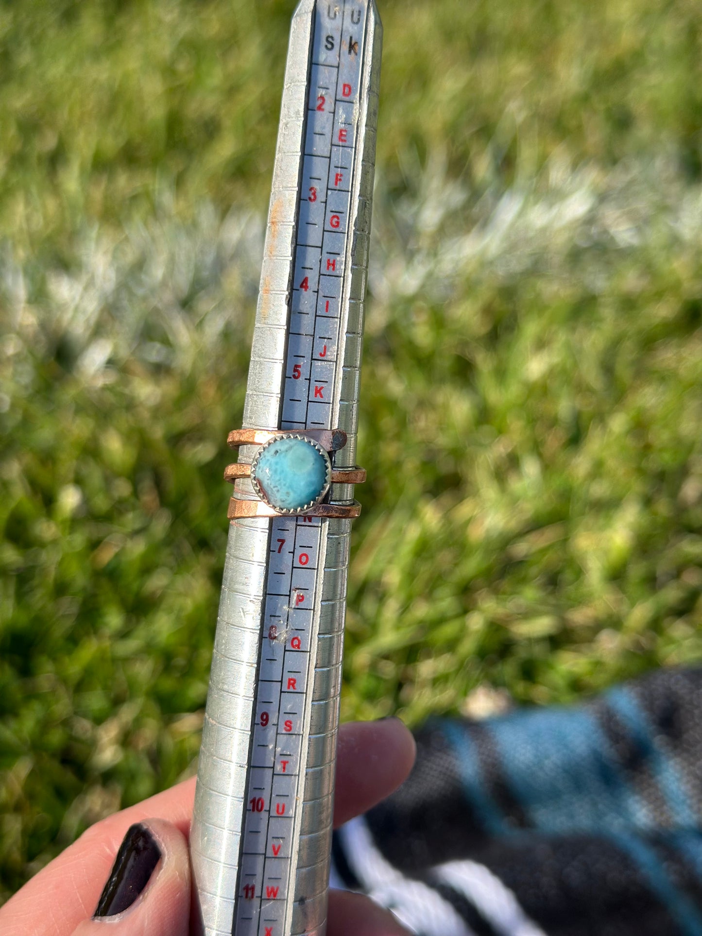 Larimar Mixed Metal Adjustable Ring