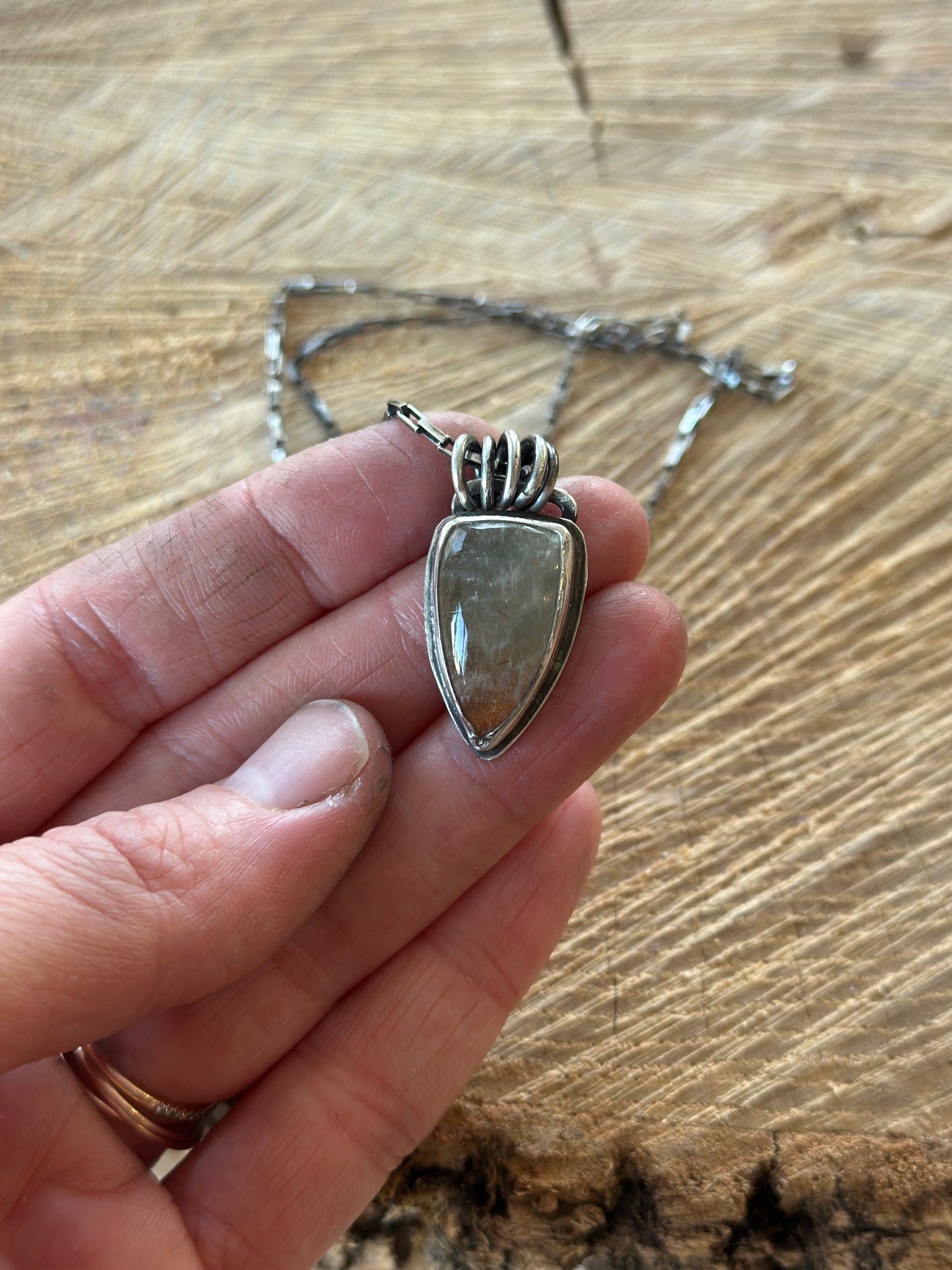 Sunstone in Aquamarine Pendant Necklace