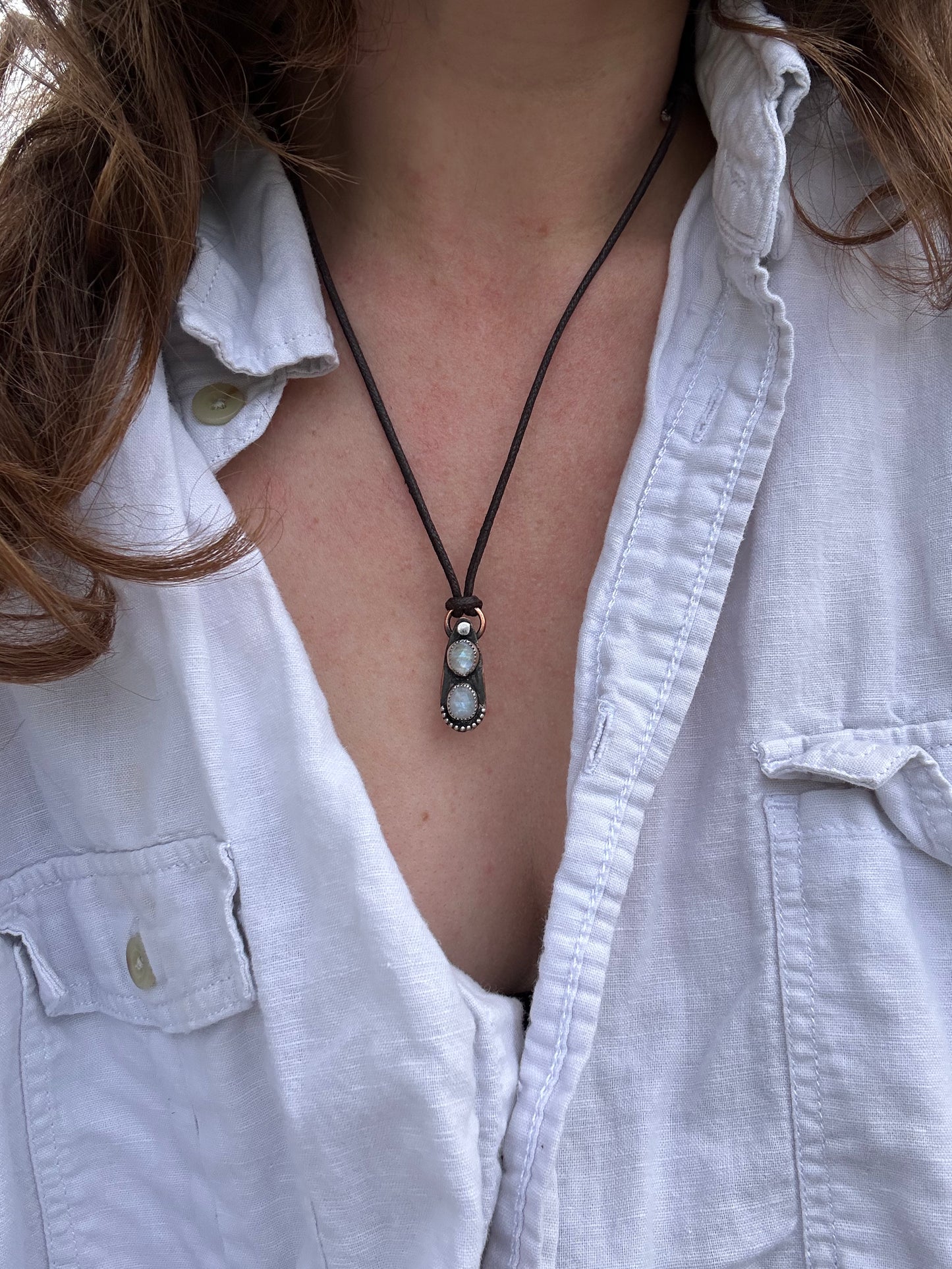 Mixed Metal Moonstone Pendant