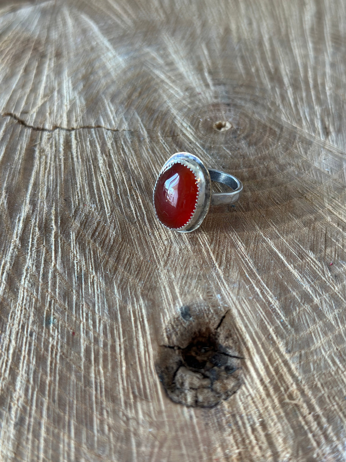 Red Carnelian Mixed Metal Ring
