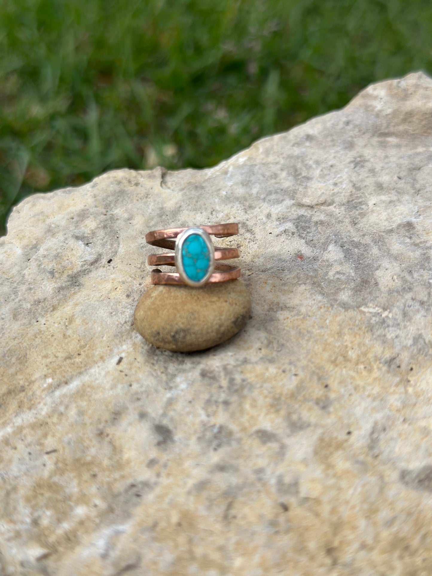 Turquoise Adjustable Mixed Metal Ring