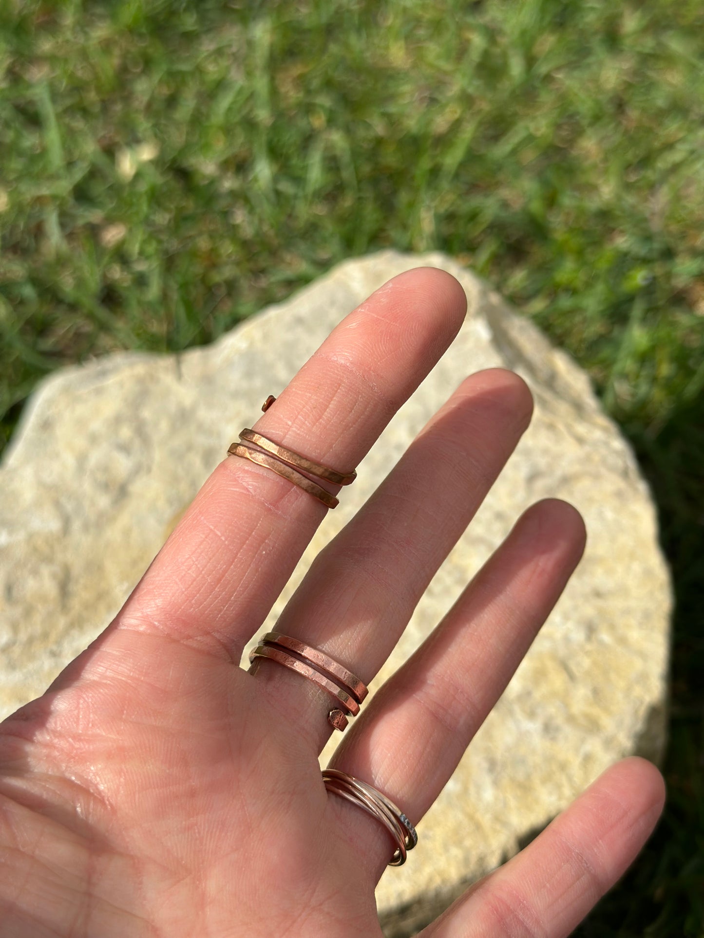 Rutilated Quartz Adjustable Mixed Metal Ring