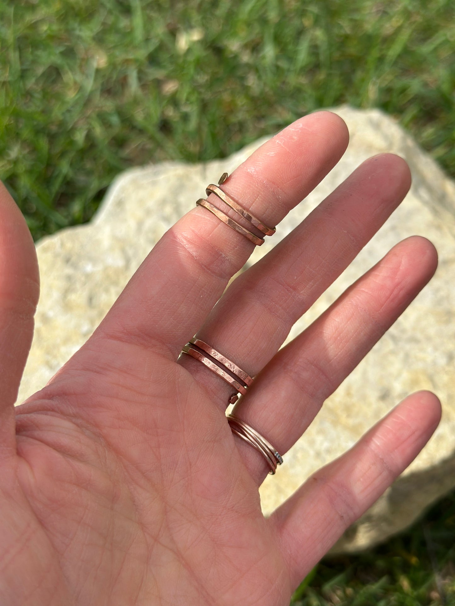 Seashell Mixed Metal Adjustable Ring
