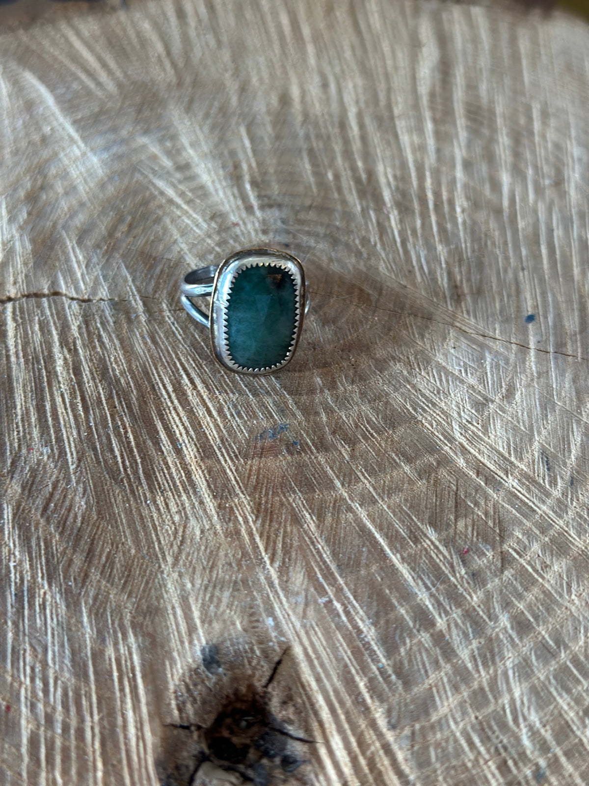 Emerald Mixed Metal Ring