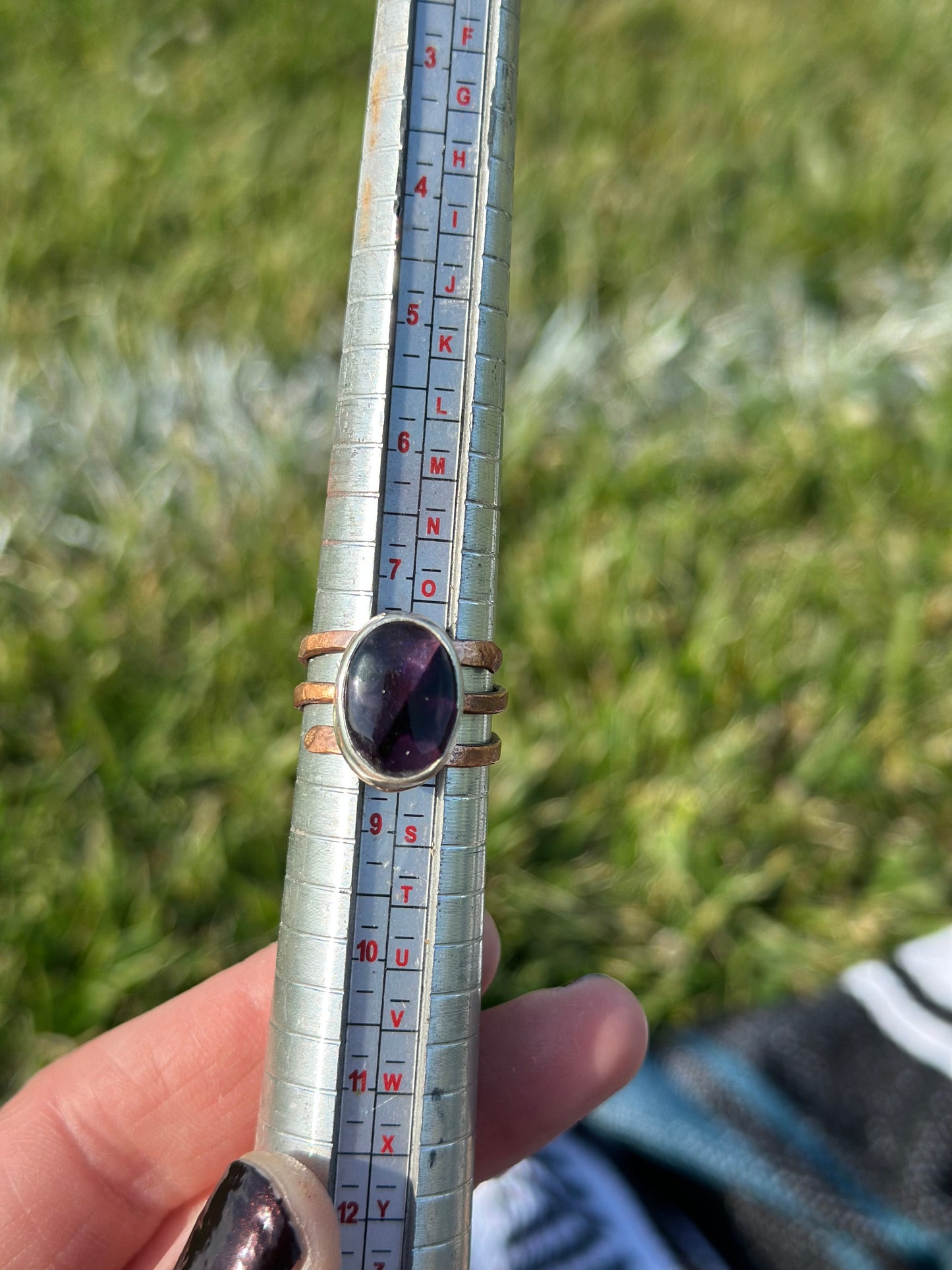 Amethyst Mixed Metal Adjustable Ring
