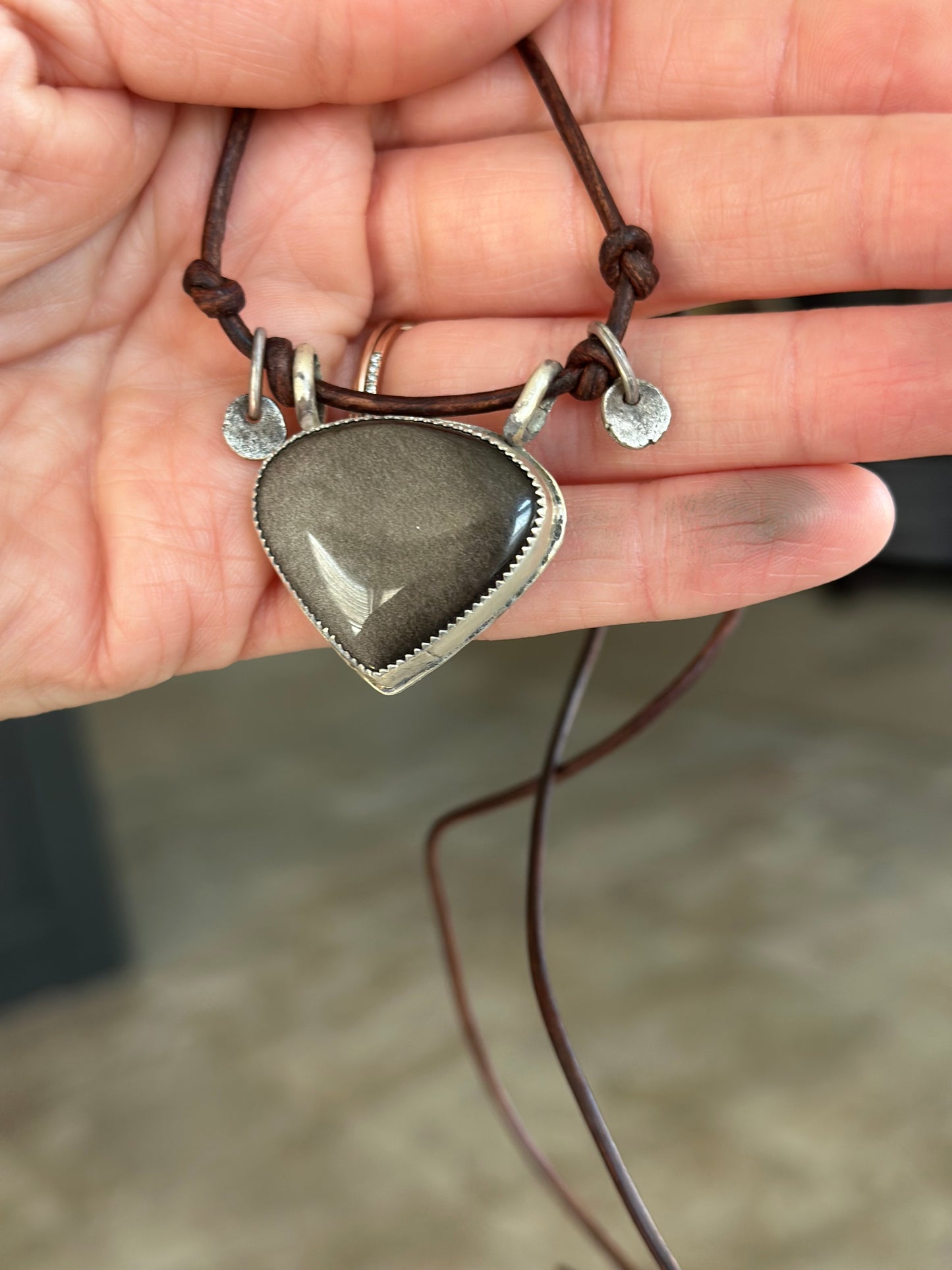 Silver Sheen Obsidian Charm Necklace