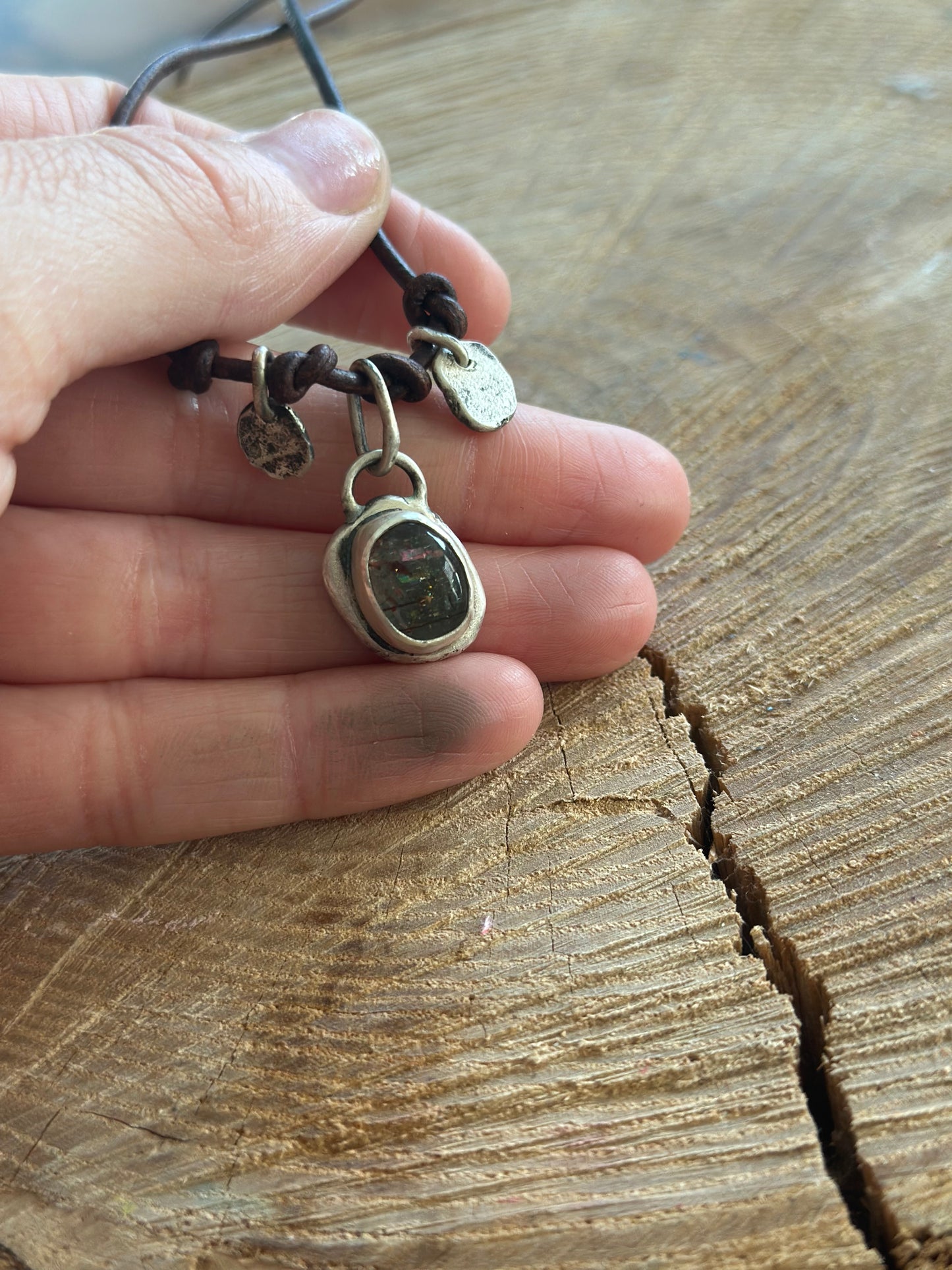 Aquamarine with Sunstone Layering Charm Necklace