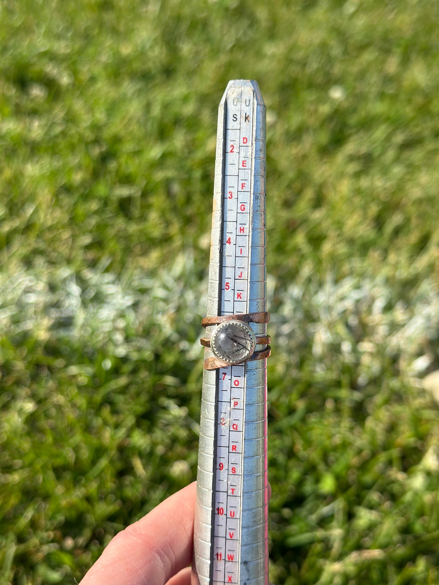 Rutilated Quartz Adjustable Mixed Metal Ring