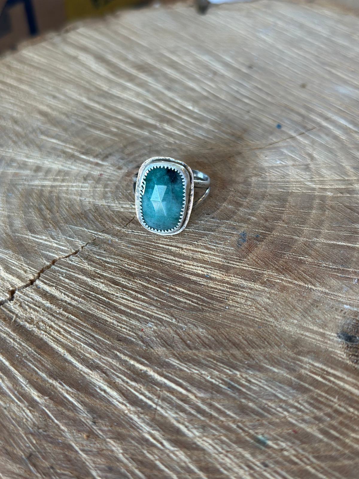 Emerald Mixed Metal Ring