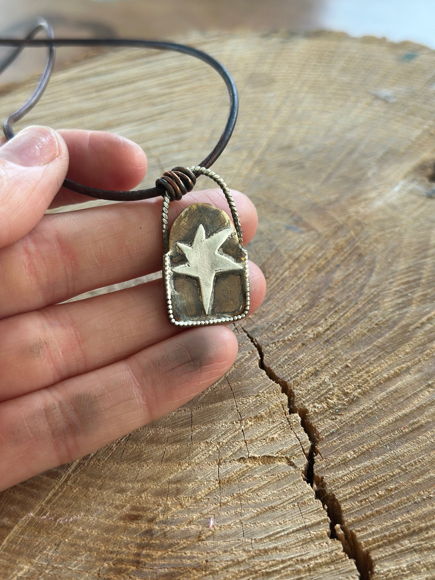 Mixed Metal Folksy Star Necklace