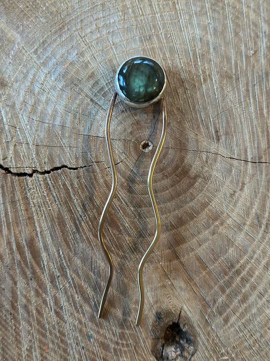 Labradorite hair pin