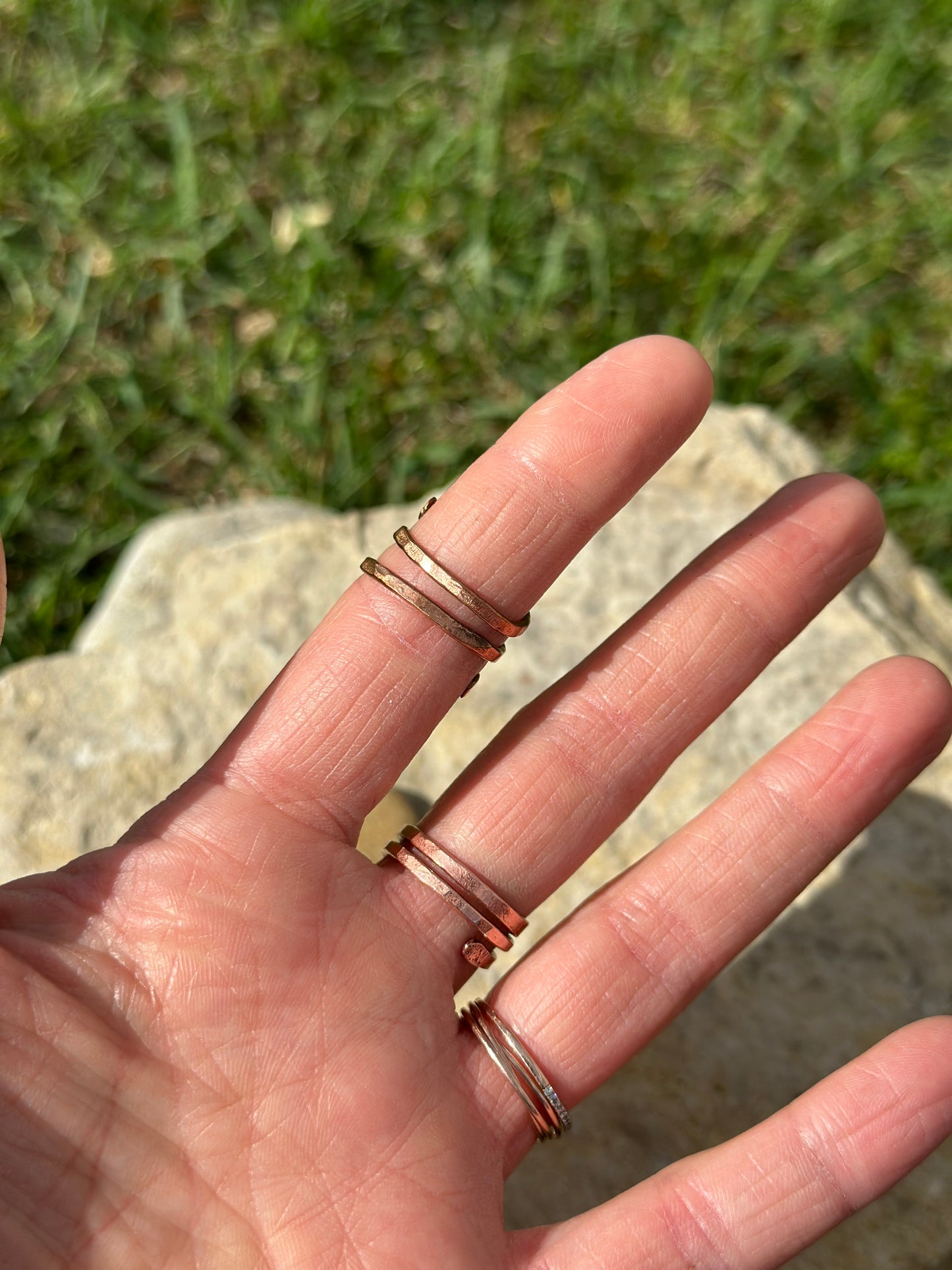 Seashell Mixed Metal Adjustable Ring