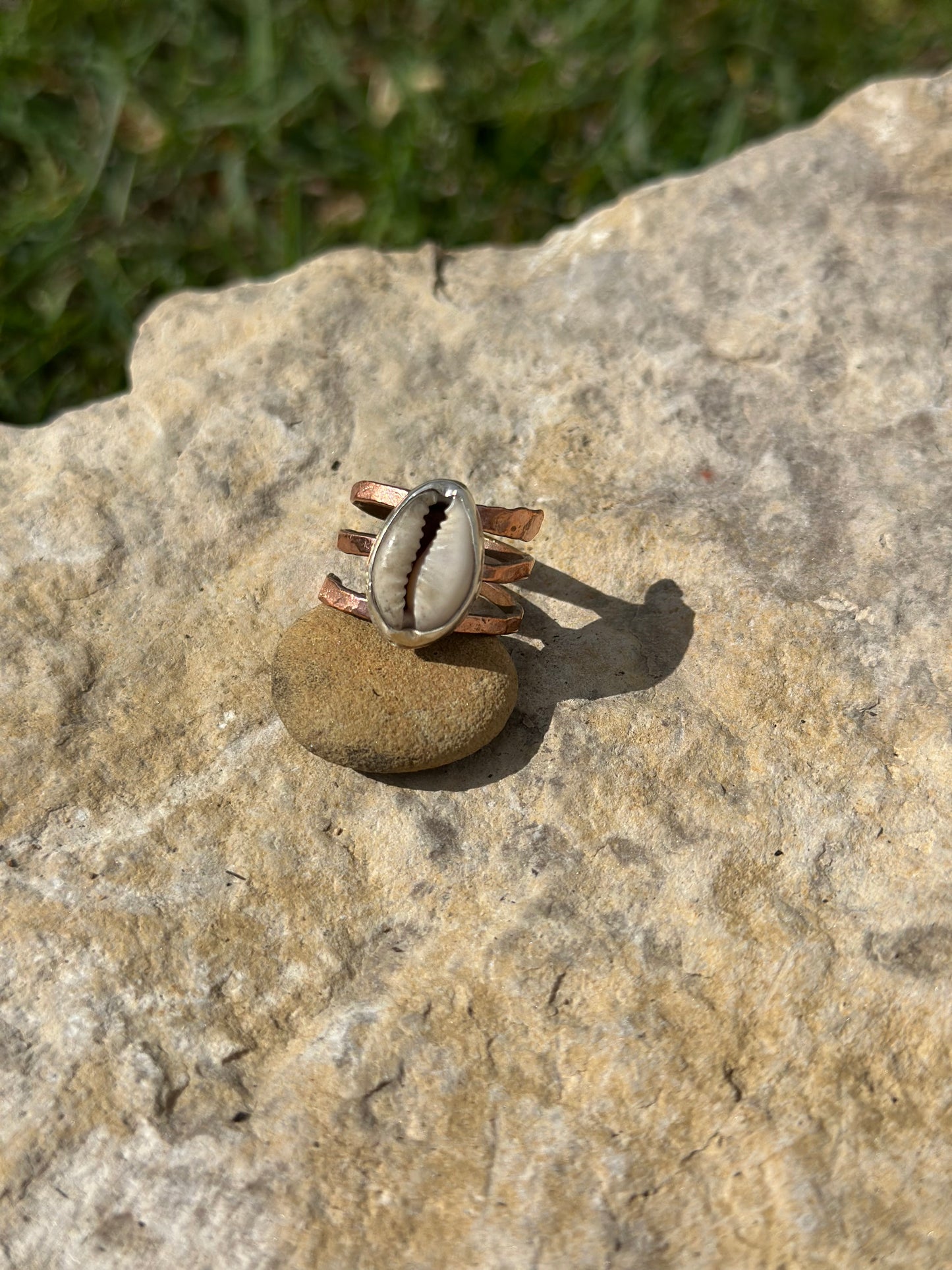 Seashell Mixed Metal Adjustable Ring