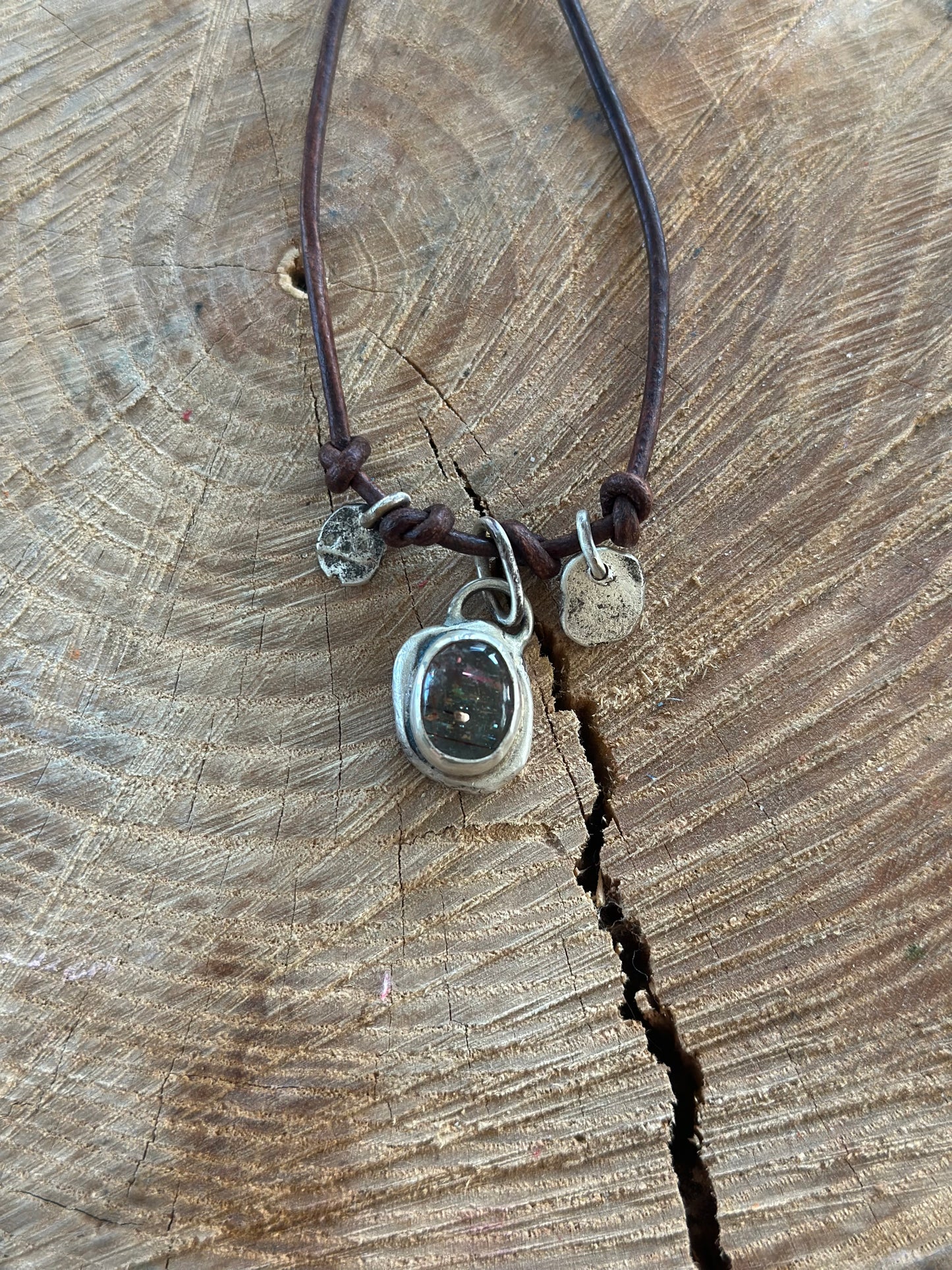 Aquamarine with Sunstone Layering Charm Necklace