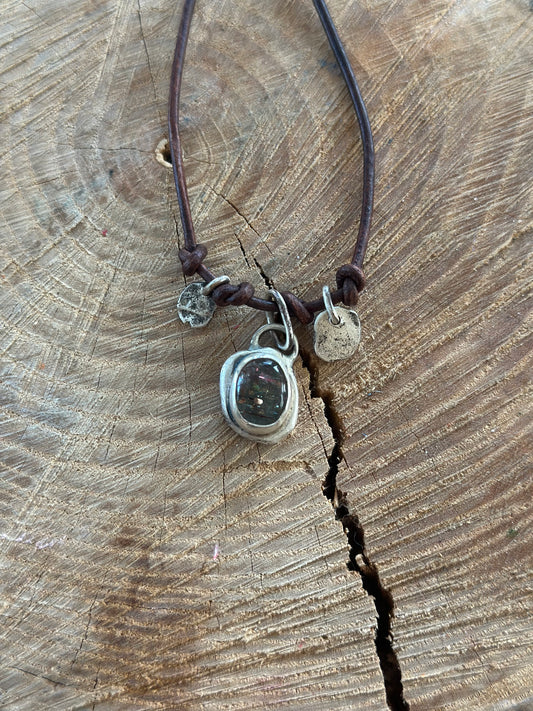 Aquamarine with Sunstone Layering Charm Necklace