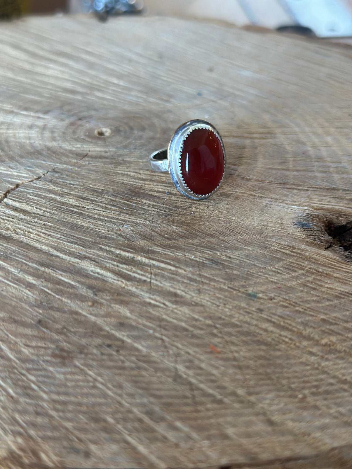 Red Carnelian Mixed Metal Ring
