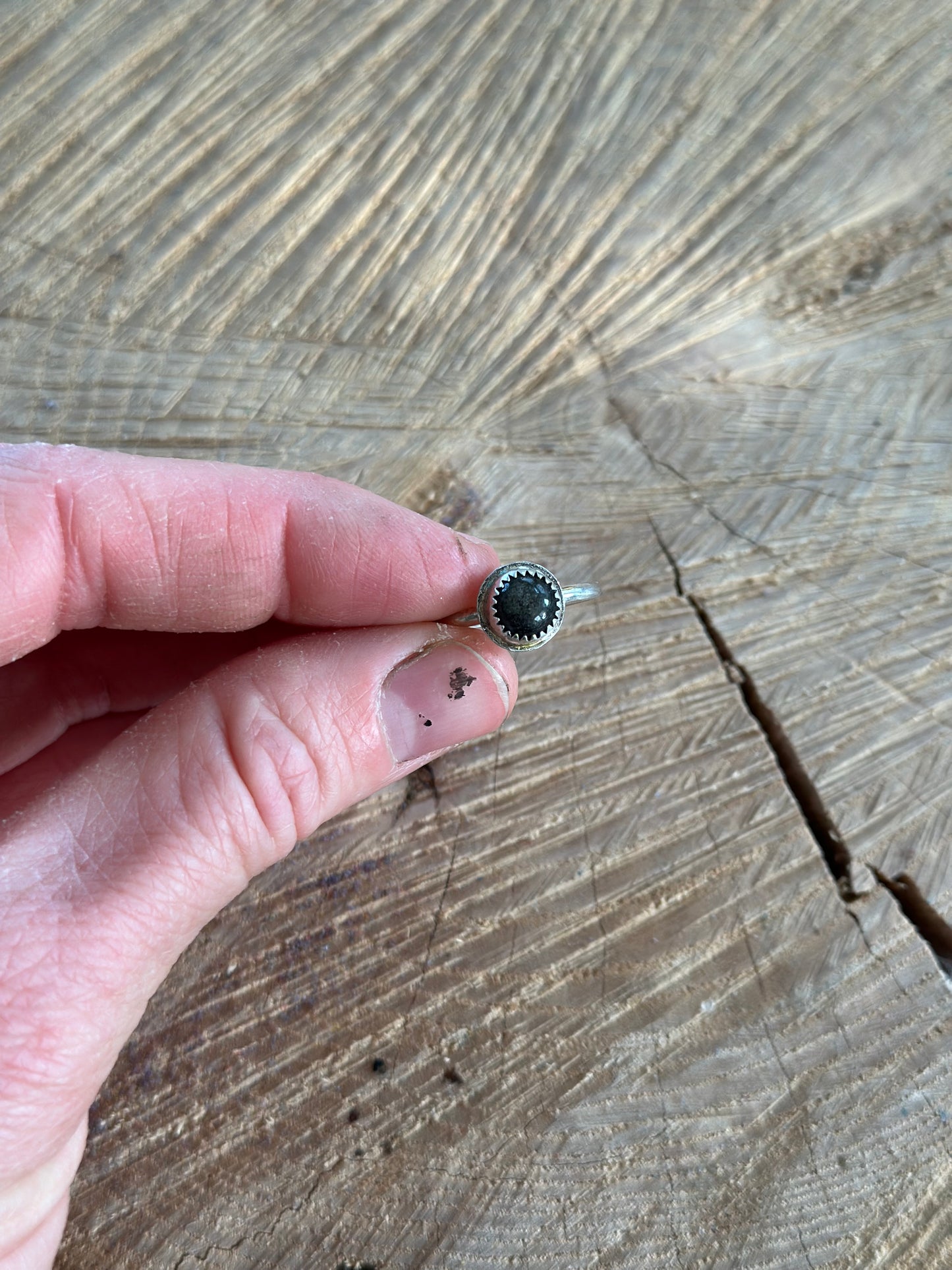 Golden Sheen Obsidian Stacker Ring