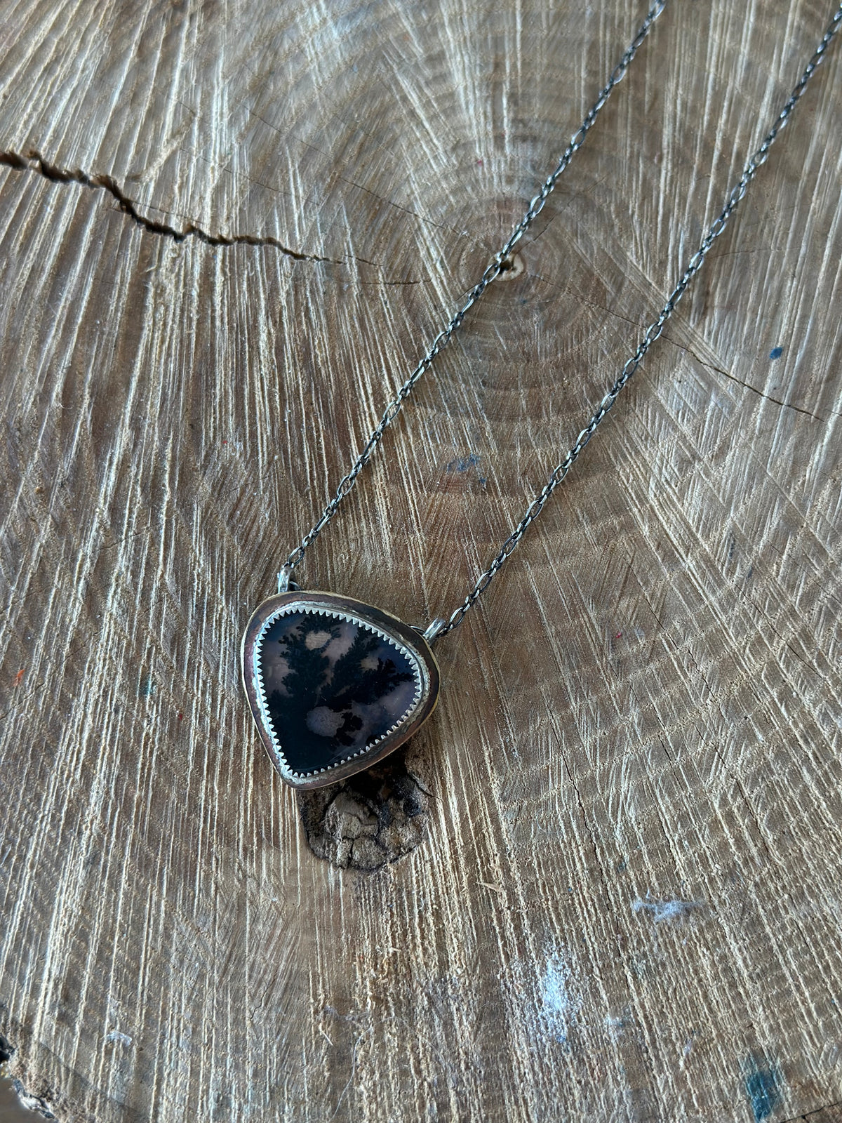 Dendritic Agate Mixed Metal Necklace