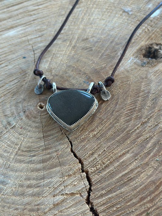 Silver Sheen Obsidian Charm Necklace