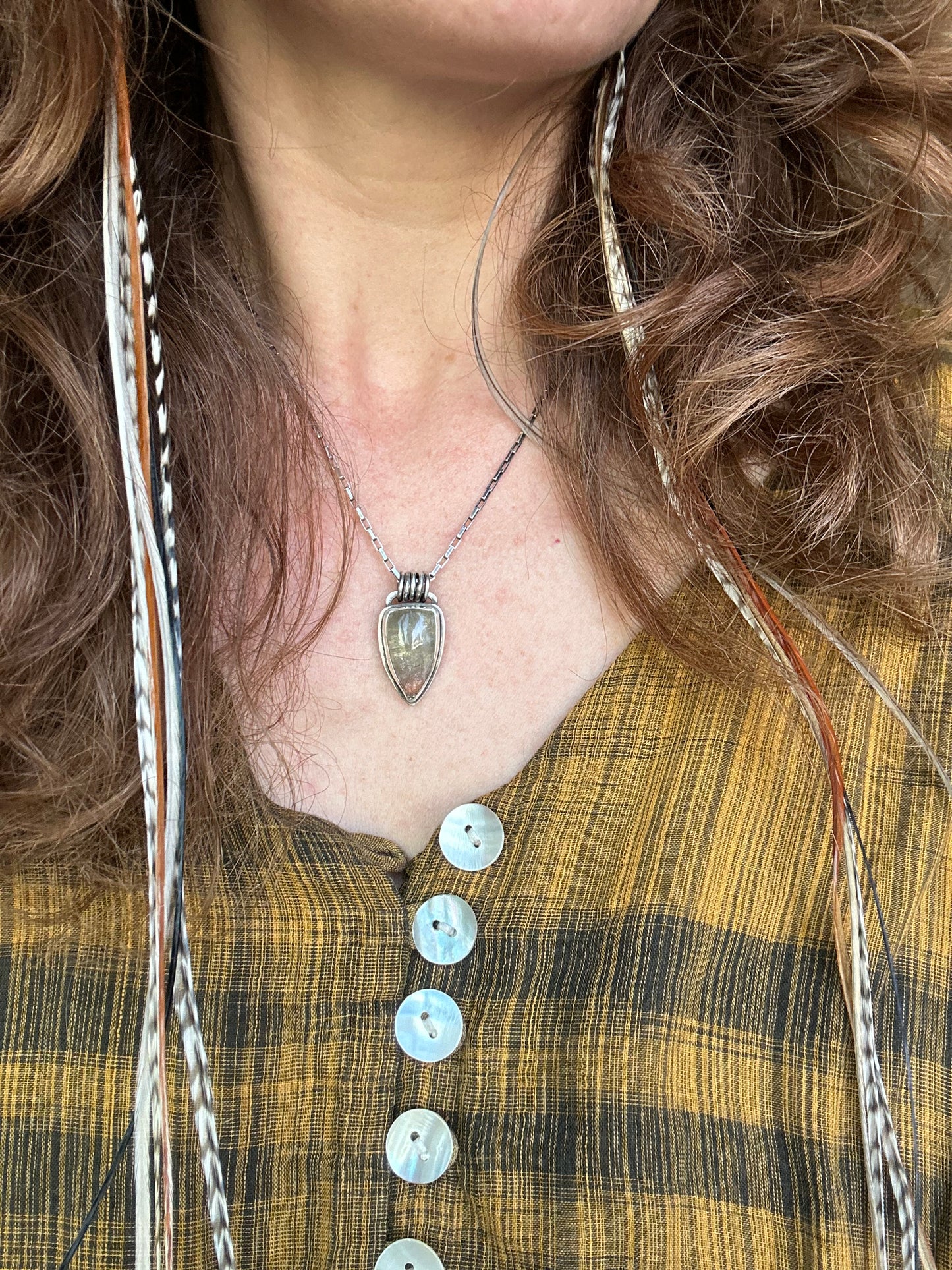 Sunstone in Aquamarine Pendant Necklace