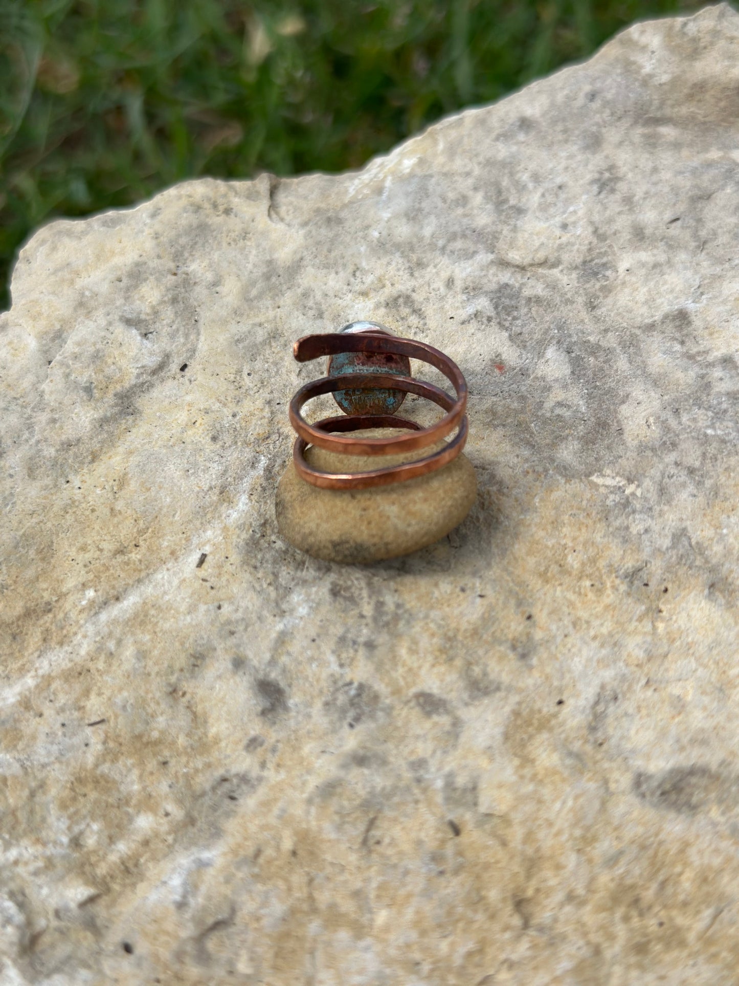 Golden Rutilated Quartz Mixed Metal Adjustable Ring