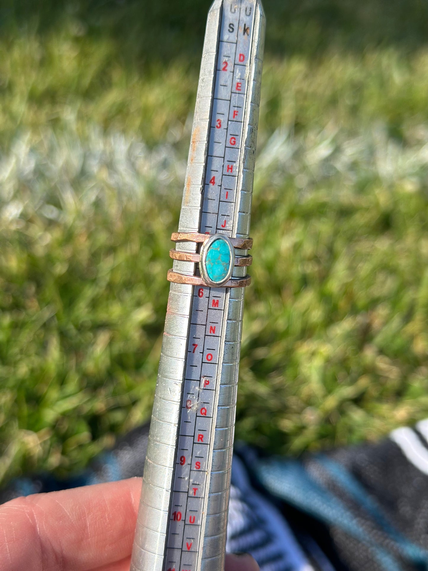 Turquoise Adjustable Mixed Metal Ring