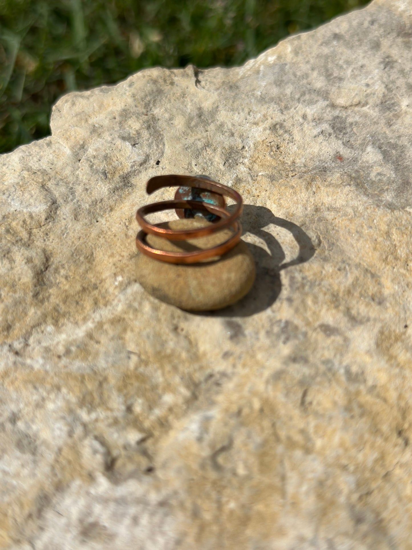 Larimar Mixed Metal Adjustable Ring
