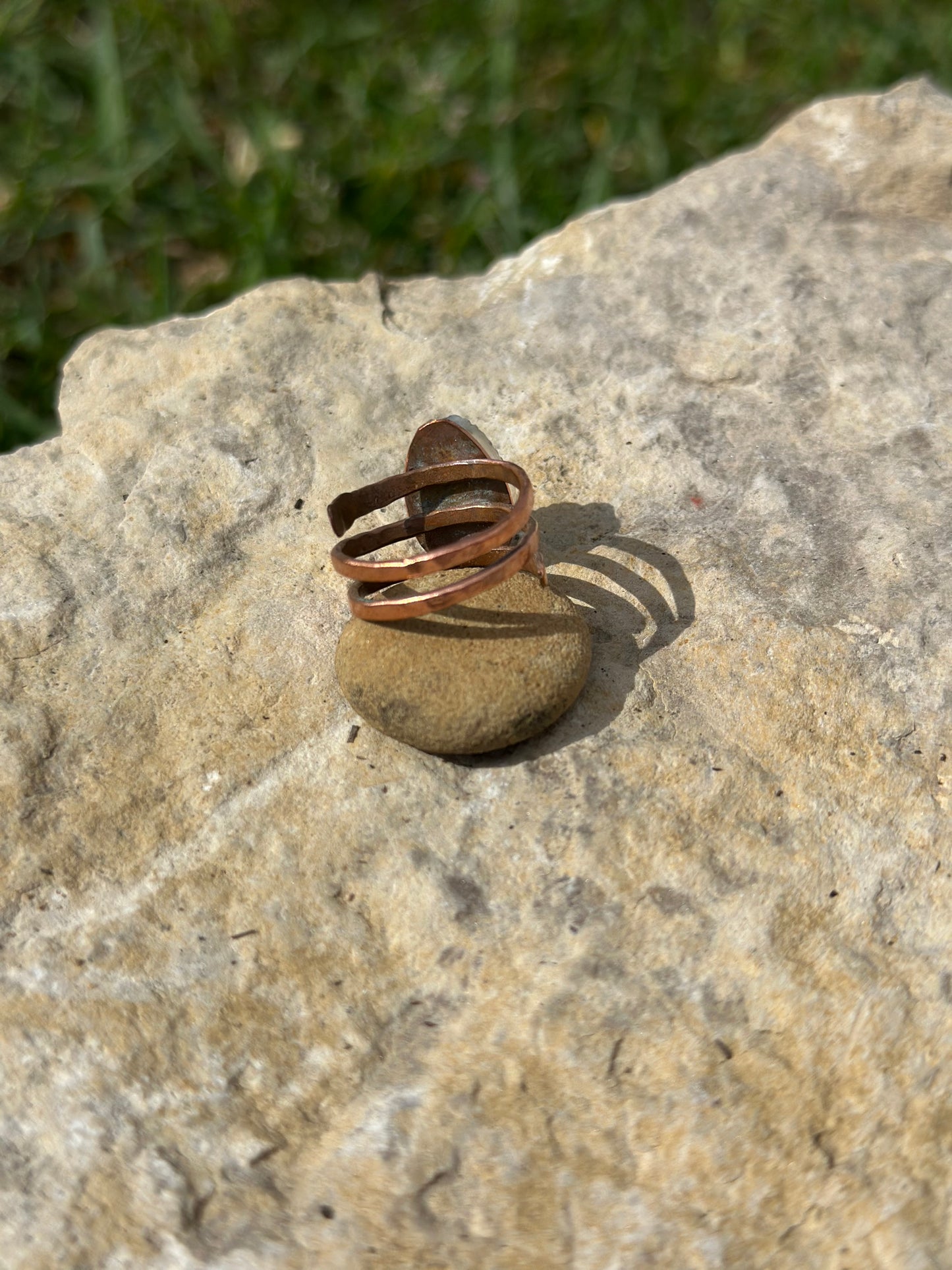 Seashell Mixed Metal Adjustable Ring