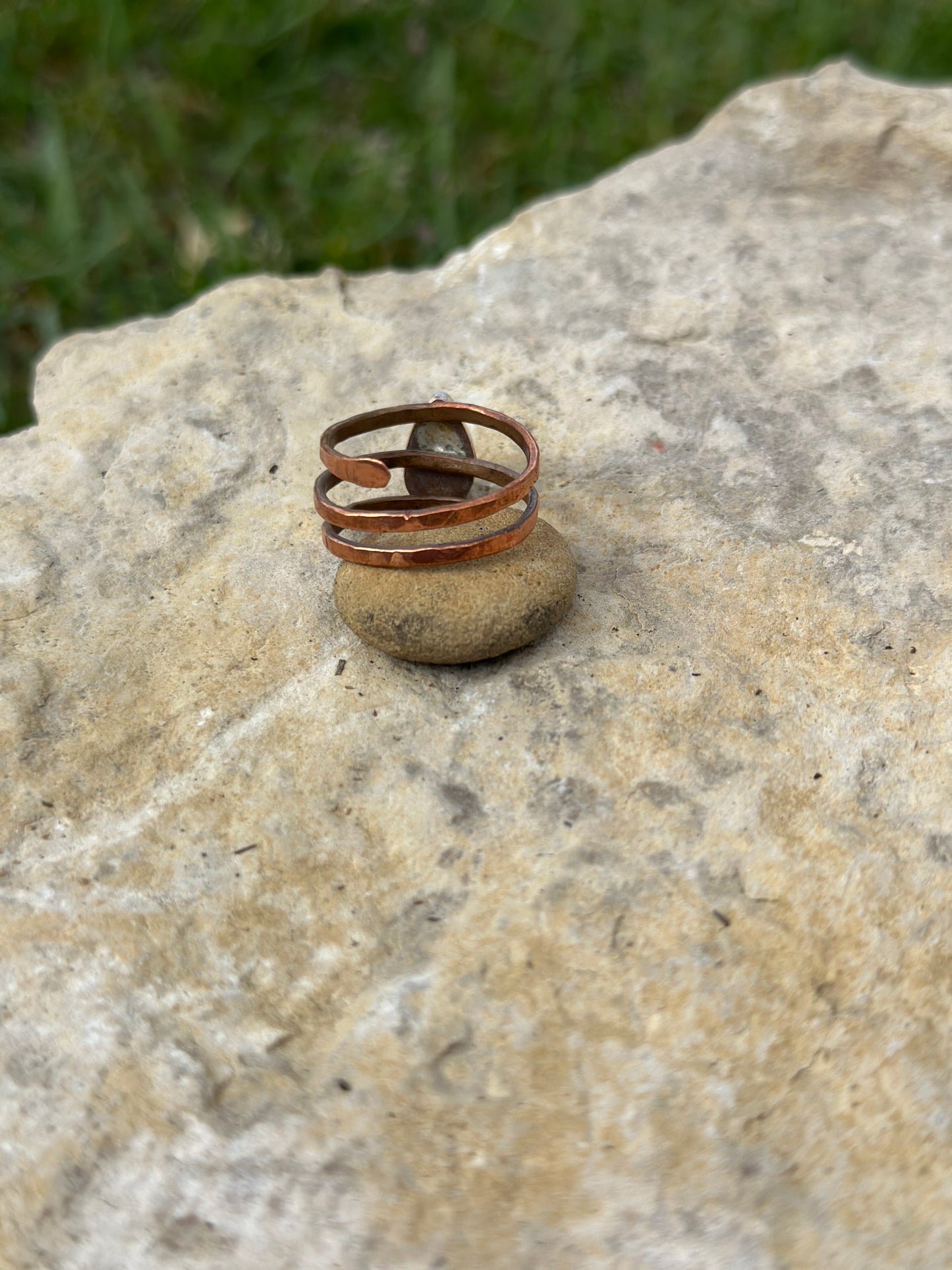 Teardrop Turquoise Adjustable Mixed Metal Ring