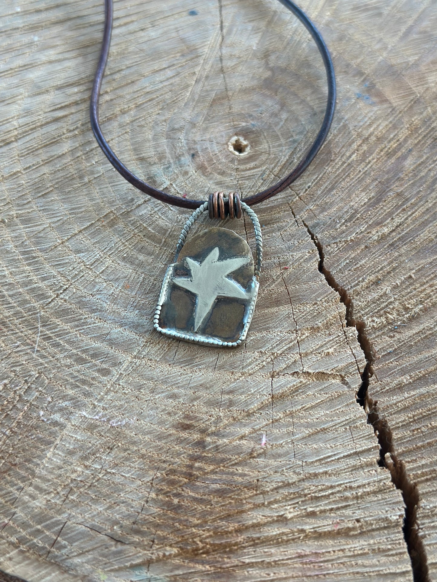 Mixed Metal Folksy Star Necklace