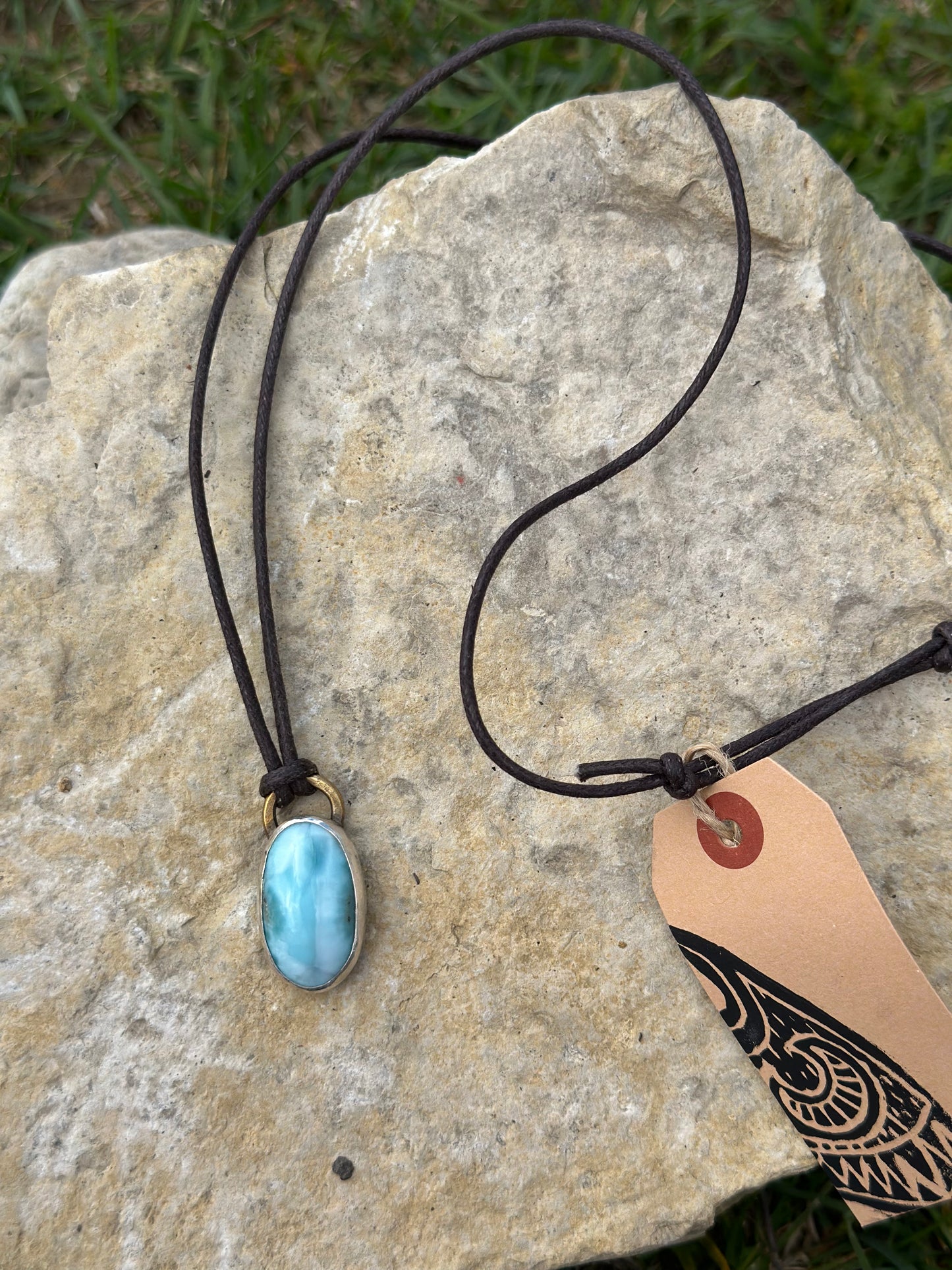 Larimar Mixed Metal Pendant