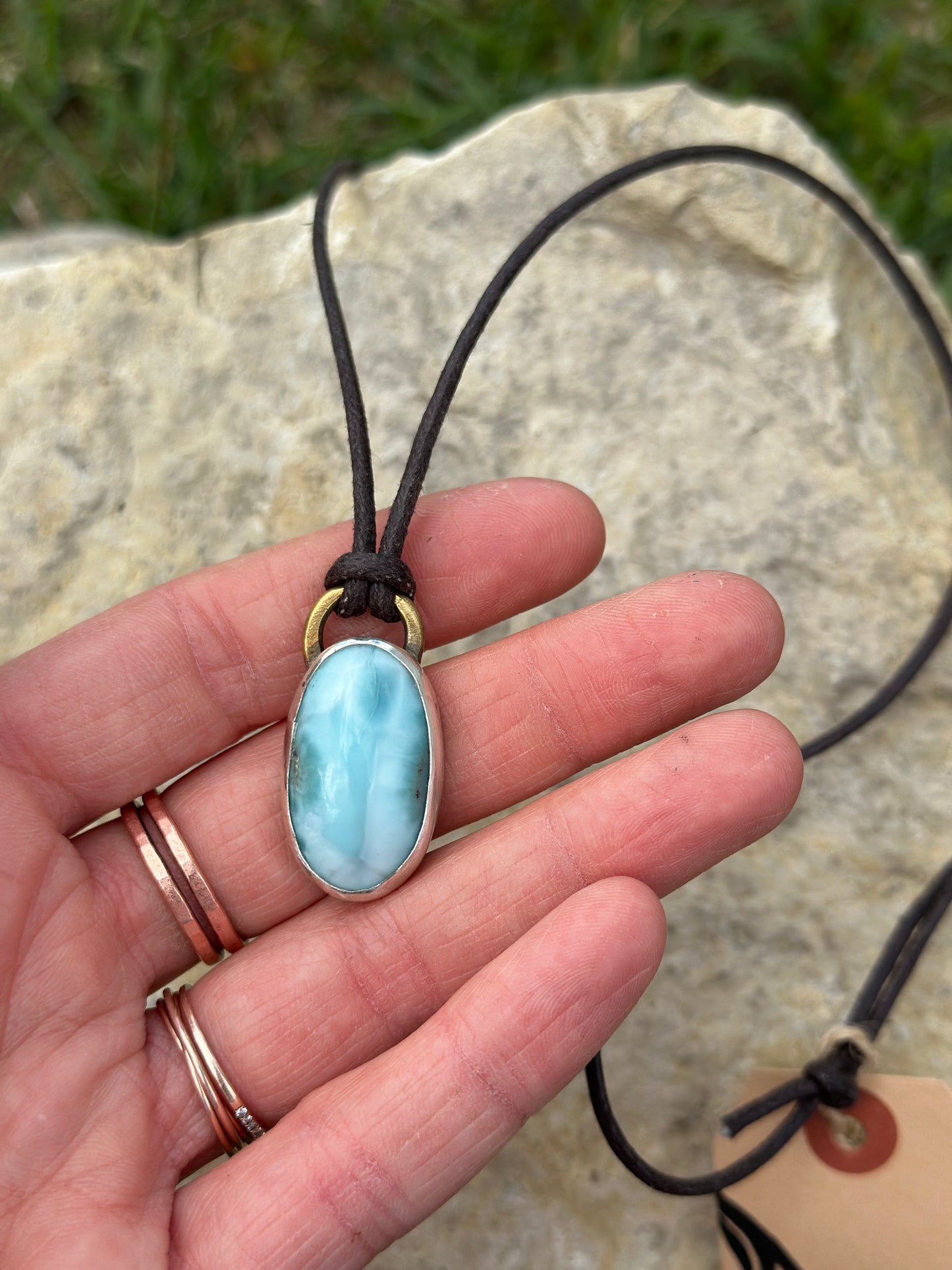 Larimar Mixed Metal Pendant