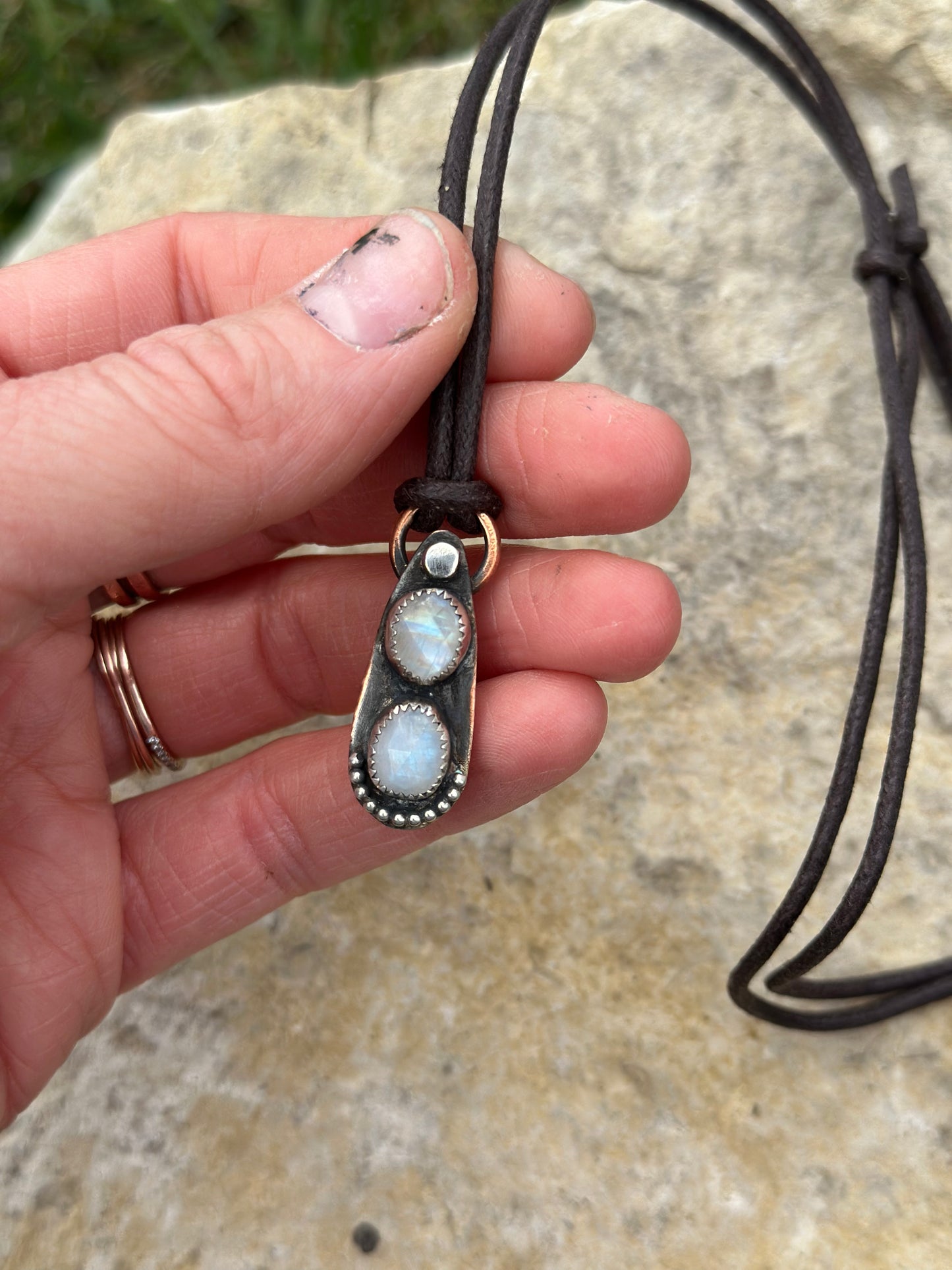 Mixed Metal Moonstone Pendant