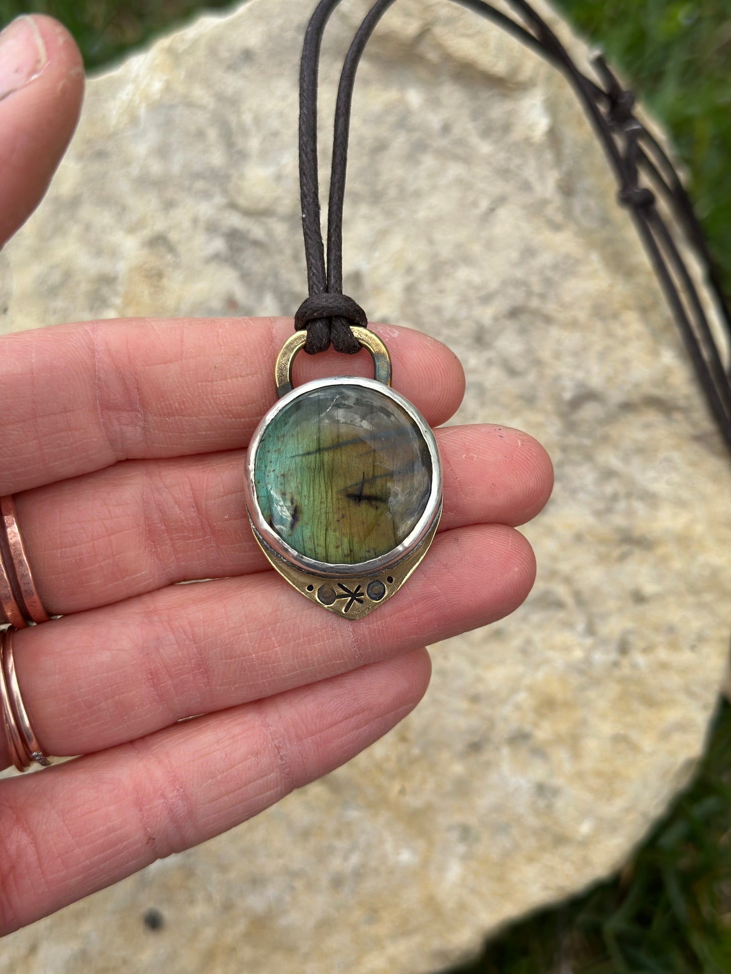 Labradorite Mixed Metal Pendant