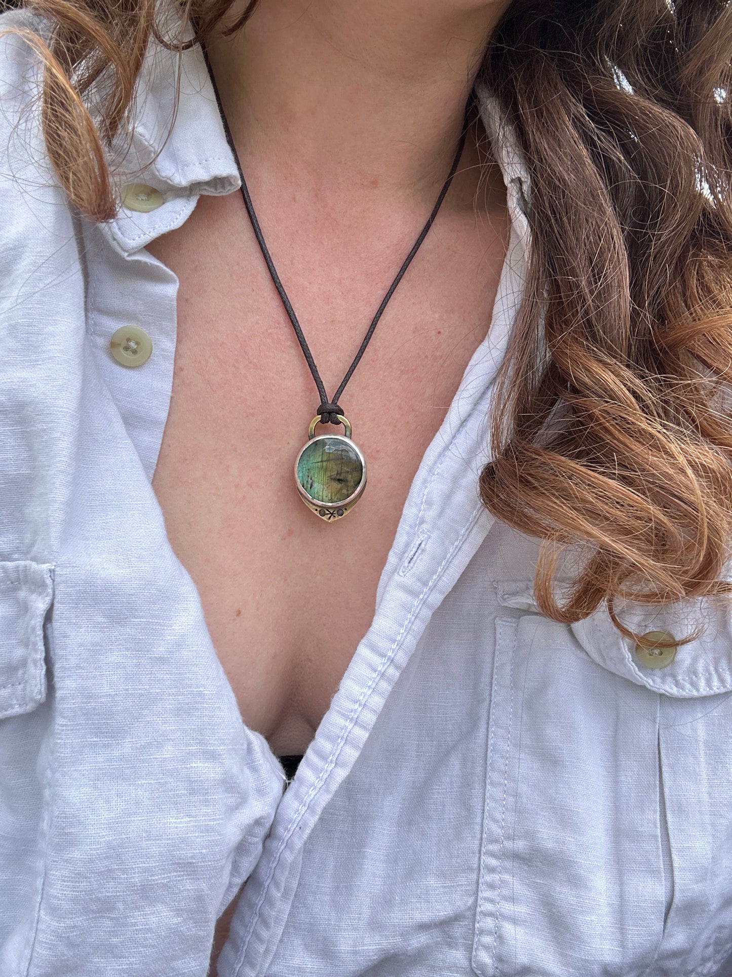 Labradorite Mixed Metal Pendant