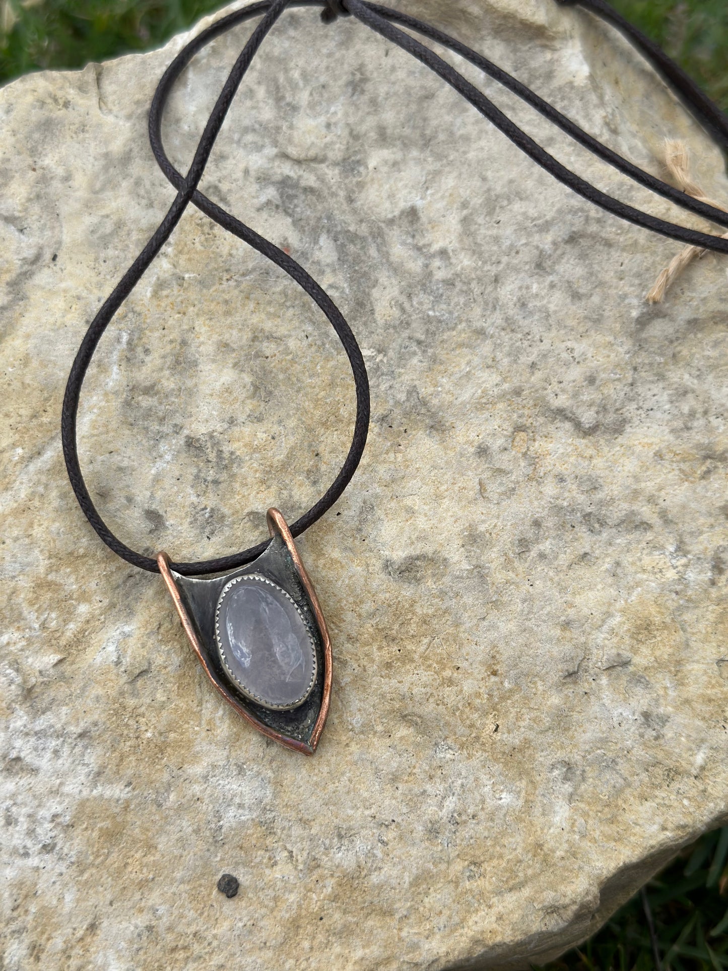 Rose Quartz Mixed Metal Necklace