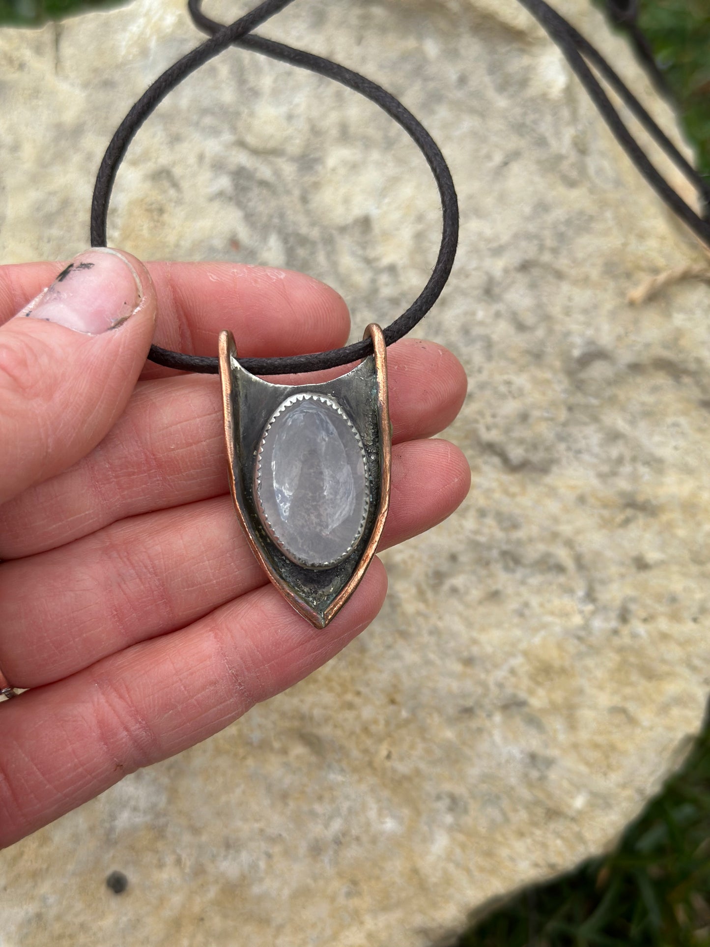 Rose Quartz Mixed Metal Necklace