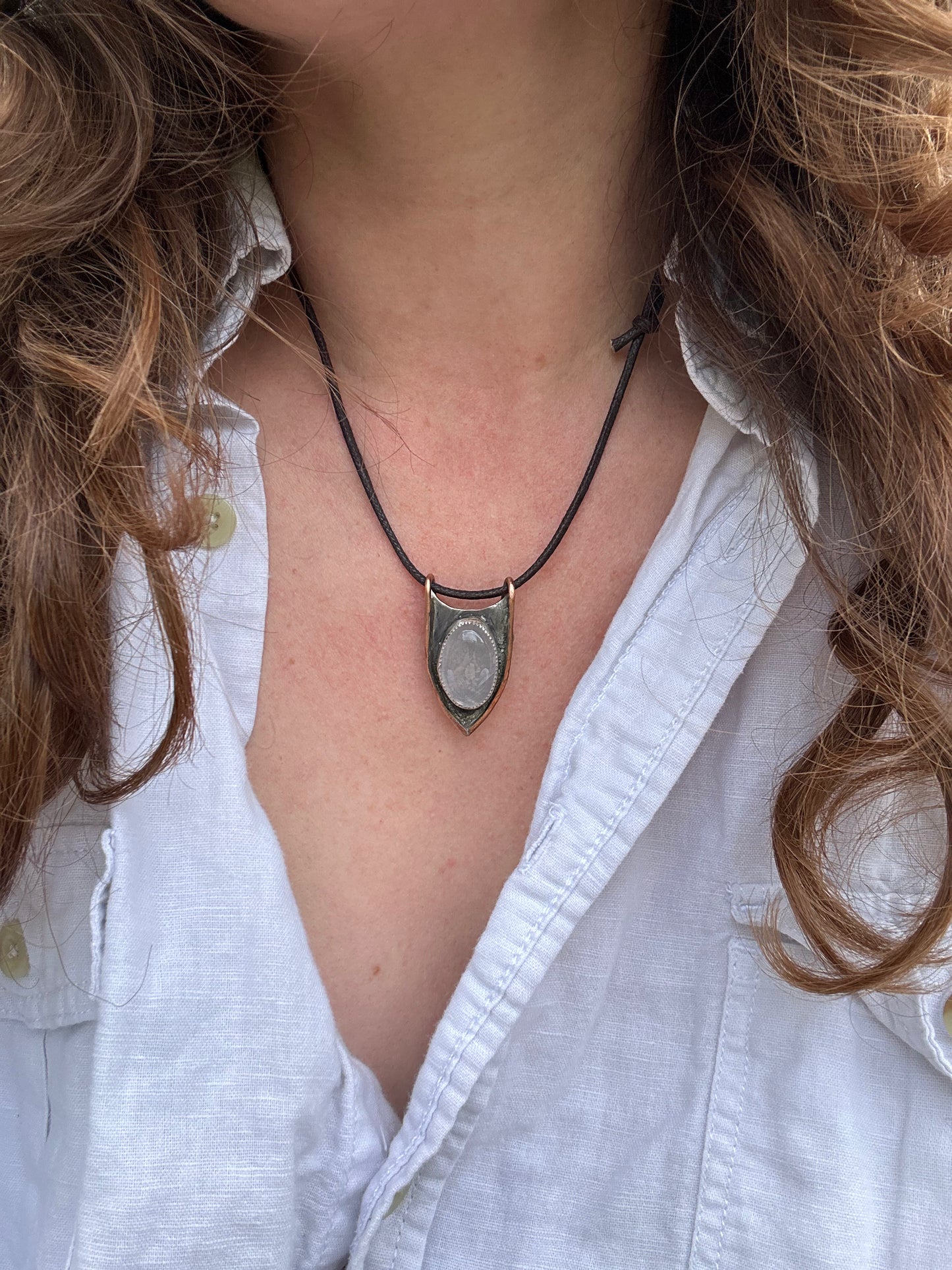 Rose Quartz Mixed Metal Necklace