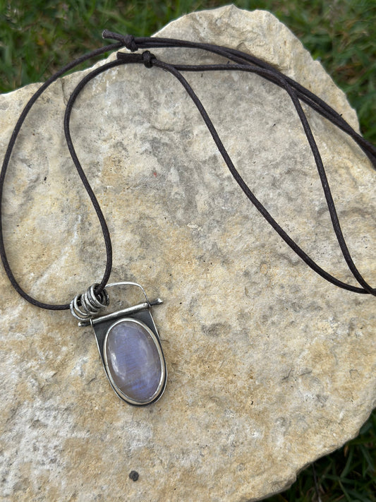 Belomorite Moonstone and Sterling Silver Necklace