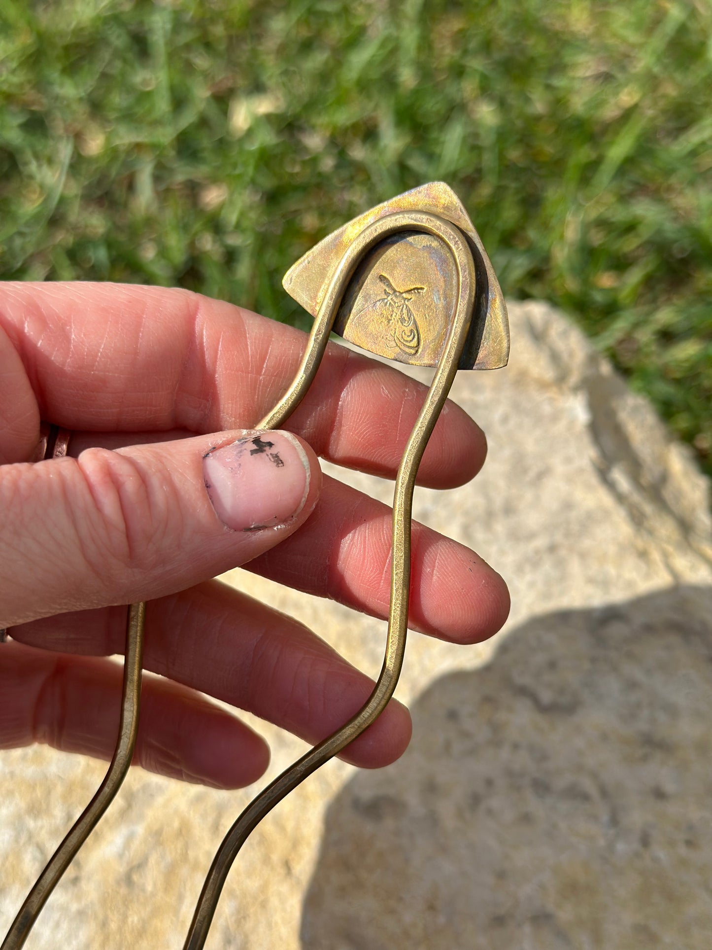 Abalone Mixed Metal Large Hair Pin